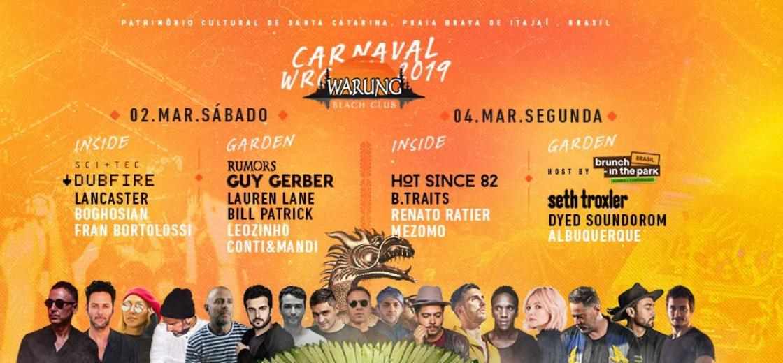 Warung Beach Club trará duas noites de folia eletrônica para o Carnaval 2019