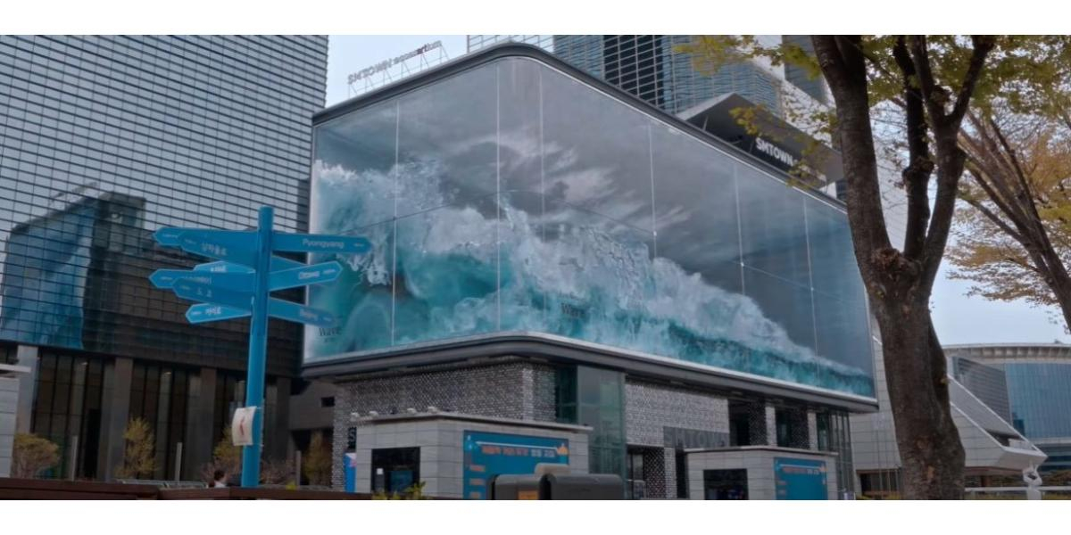 Instalação simula ondas do mar em Seul